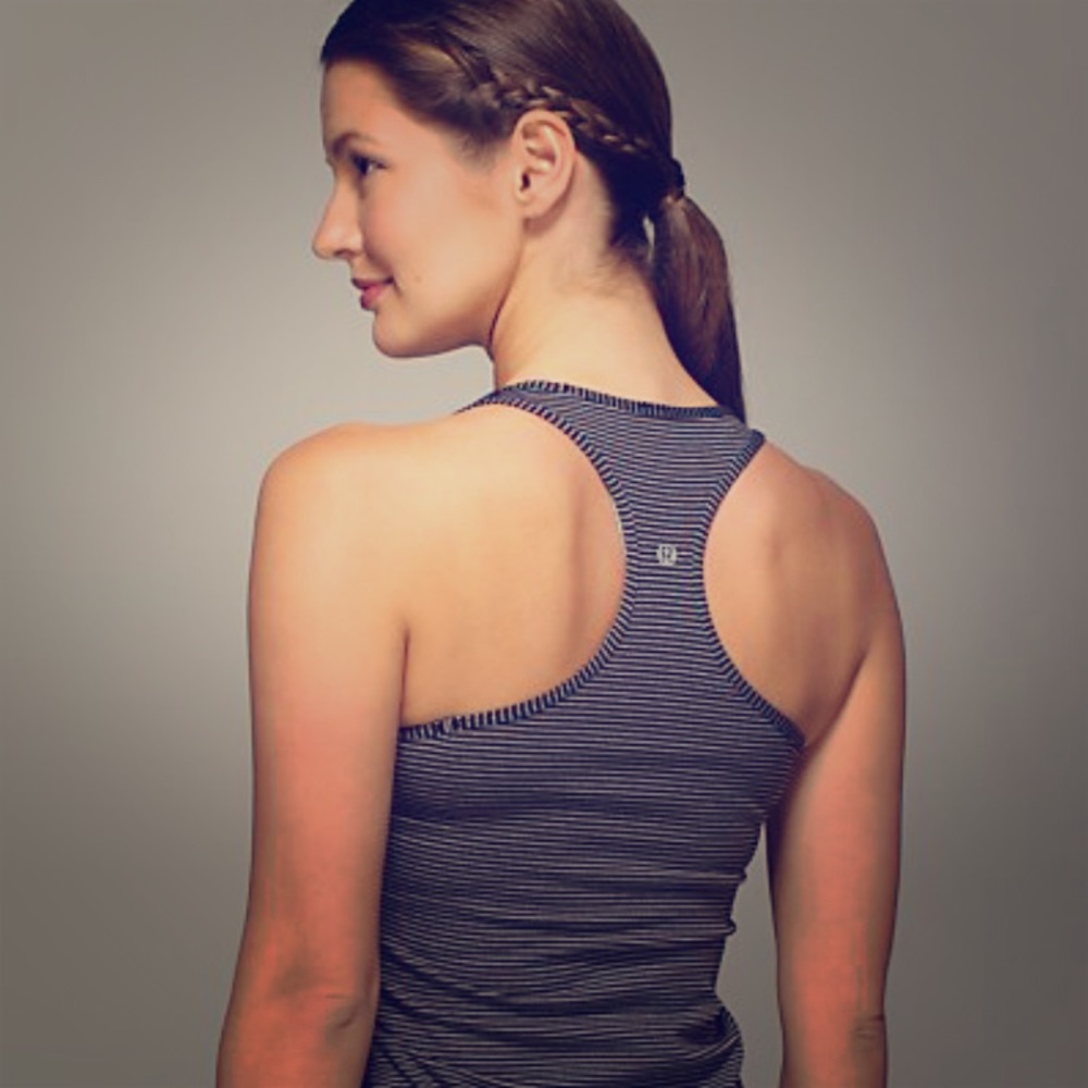 Lululemon Racerback Gray and Black striped Tank